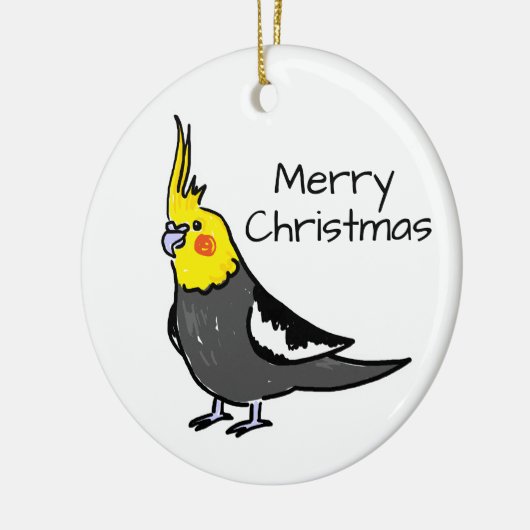 Cute Grey Yellow Cockatiel Bird  Keramisch Ornament (Links)