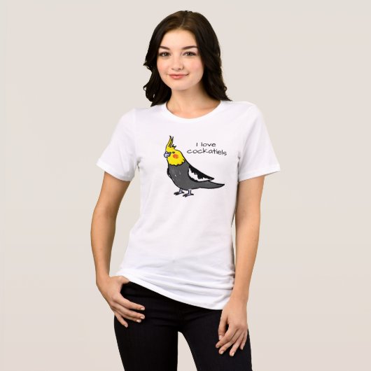 Cute Grey Yellow Cockatiel Bird  Tri-Blend Shirt (Voorkant volledig)