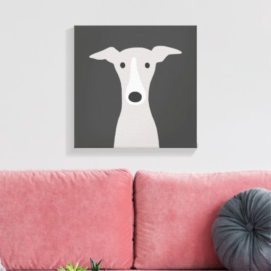 Cute Greyhound (Italiaanse Greyhound) of Whippet D Canvas Afdruk (Insitu (Woonkamer))