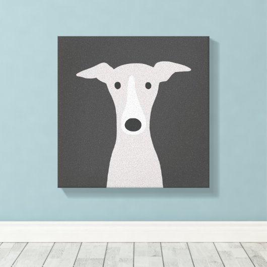 Cute Greyhound (Italiaanse Greyhound) of Whippet D Canvas Afdruk (Insitu (Houten vloer))
