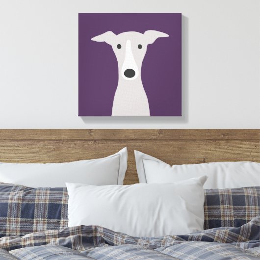Cute Greyhound (Italiaanse Greyhound) of Whippet D Canvas Afdruk (Insitu (Slaapkamer))