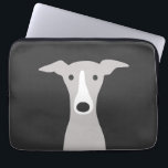 Cute Greyhound (Italiaanse Greyhound) of Whippet D Laptop Sleeve<br><div class="desc">Schattigee tekening van een grijs-witte Greyhound striphond. Een ideaal laptop computer sleeve voor iedereen die houdt van een Greyhound,  Italiaanse Greyhound of een Whippet. Bezoek Jenn's Doodle World voor nog meer leuke dierenkunst en coole computer accessoires.</div>