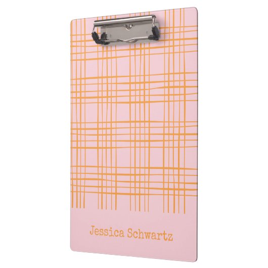 Cute Grid Lines Pattern Pastel Pink Personated C Klembord (Links)