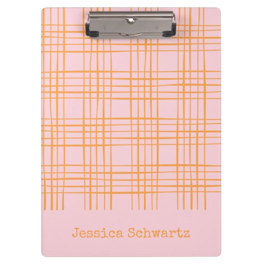 Cute Grid Lines Pattern Pastel Pink Personated C Klembord (Voorkant)
