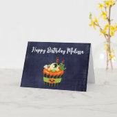 Cute & griezelige Halloween-cupcake met een groot Kaart (Gele Bloem)