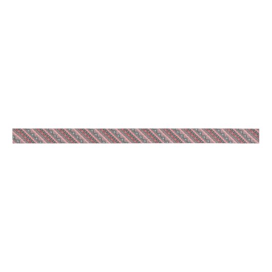 Cute grijs rood aztec patroon design grosgrain lint (Voorkant)