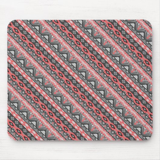 Cute grijs rood aztec patroon design muismat (Voorkant)