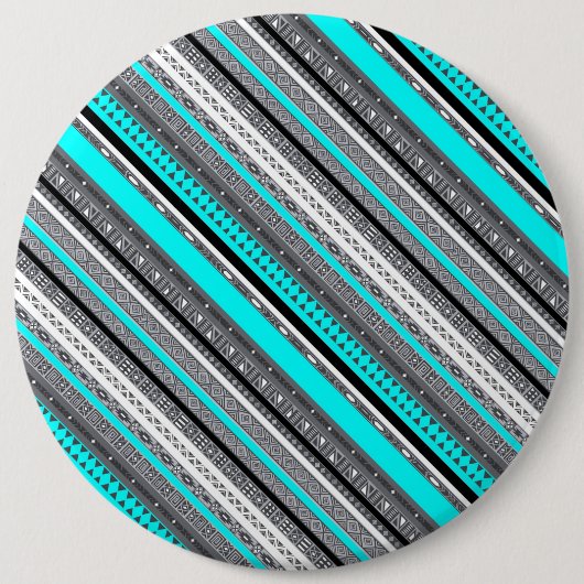 Cute grijze aqua aztec patronen ronde button 6,0 cm (Voorkant)