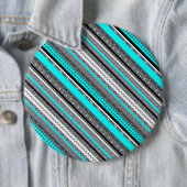 Cute grijze aqua aztec patronen ronde button 6,0 cm (In situ)