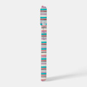 Cute grijze aqua strepen iPhone 15 case (Linkerkant)