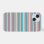 Cute grijze aqua strepen iPhone 15 case (Achterkant horizontaal)