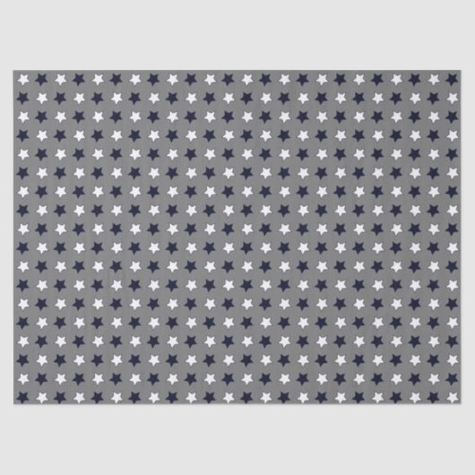 Cute Grijze Geometrisch Patroon Wit & Zwarte Ster Tissuepapier (Voorkant)