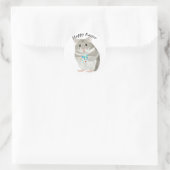 Cute Grijze Hamster met een Paasei Bewerkbaar Ronde Sticker (Tas)