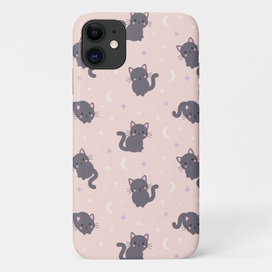 Cute Grijze Kat Roze Hoesje (Achterkant)