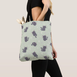 Cute Grijze Kat Salie Boodschappentas Tote Bag
