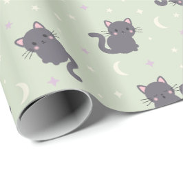 Cute Grijze Kat Salie Inpakpapier