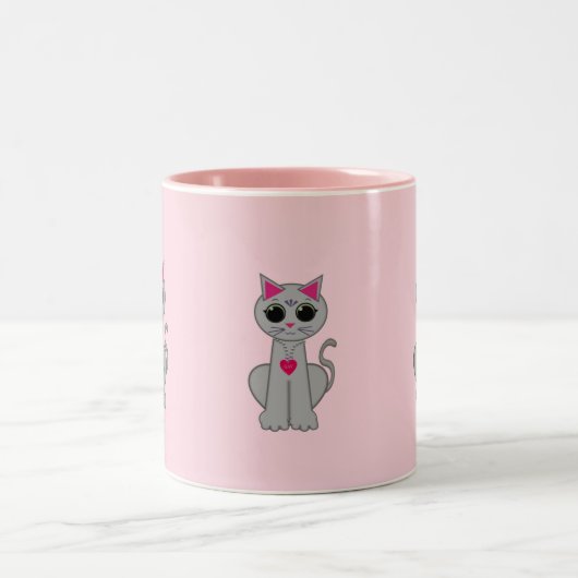 Cute grijze kat tweekleurige koffiemok (Center)