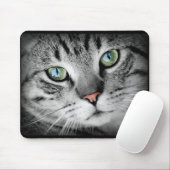 Cute Grijze Kitty Kat Gezicht Muismat (Met muis)
