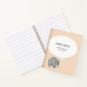 Cute Grijze Olifant Spreekwolk Bleek Oranje Kind Notitieboek (Binnen)