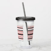 Cute grijze roze strepen acryl drinkbeker (Links)