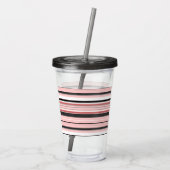 Cute grijze roze strepen acryl drinkbeker (Achterkant)
