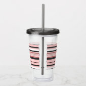 Cute grijze roze strepen acryl drinkbeker (Rechts)