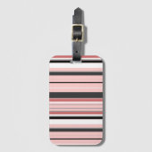 Cute grijze roze strepen bagagelabel (Voorkant (verticaal))
