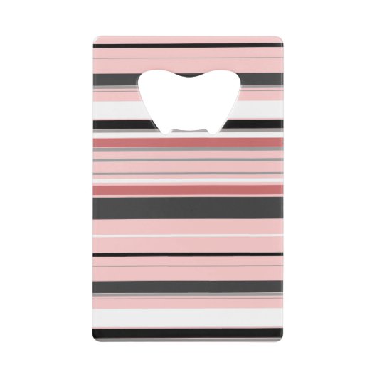 Cute grijze roze strepen creditkaart flessenopener (Voorkant)