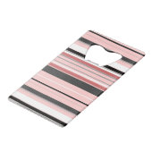 Cute grijze roze strepen creditkaart flessenopener (Voorkant Gekanteld)