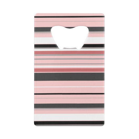 Cute grijze roze strepen creditkaart flessenopener (Achterkant)