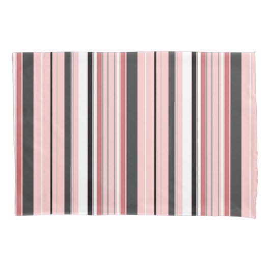 Cute grijze roze strepen kussensloop (Voorkant-Links)