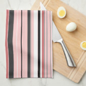 Cute grijze roze strepen theedoek (Quarter Fold)
