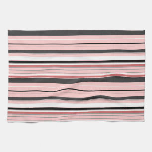 Cute grijze roze strepen theedoek