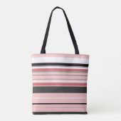 Cute grijze roze strepen tote bag (Achterkant)