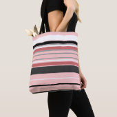 Cute grijze roze strepen tote bag (Dichtbij)