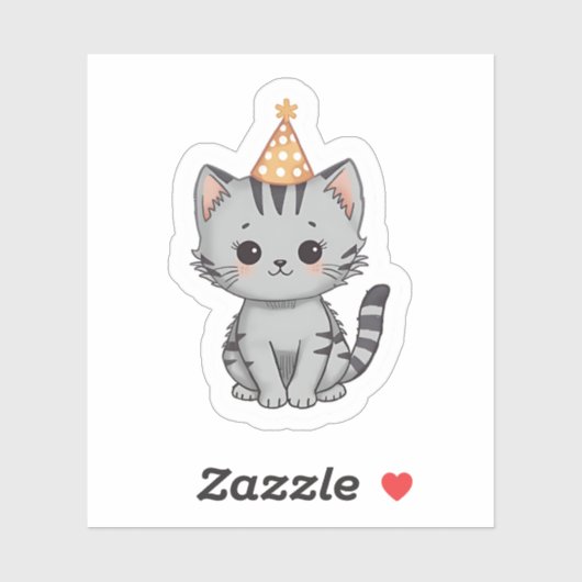 Cute Grijze Tabby Kittens Verjaardagsfeest Sticker (Vel)