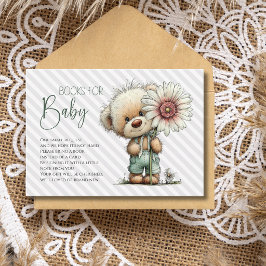 Cute Grijze Teddy Daisy Baby Shower Boeken Voor Ba Informatiekaartje