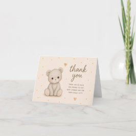 Cute Grijze Teddybeer Babyshower Bedankkaart
