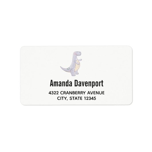 Cute Grijze Tyrannosaurus Rex Dinosaur Speelgoed L Etiket (Voorkant)