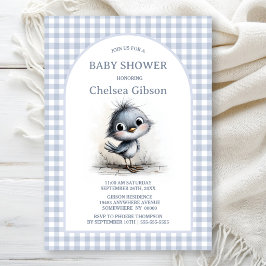 Cute Grijze Vogel Baby Shower Kaart