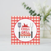Cute grill chill bbq uitnodiging (Staand voorkant)
