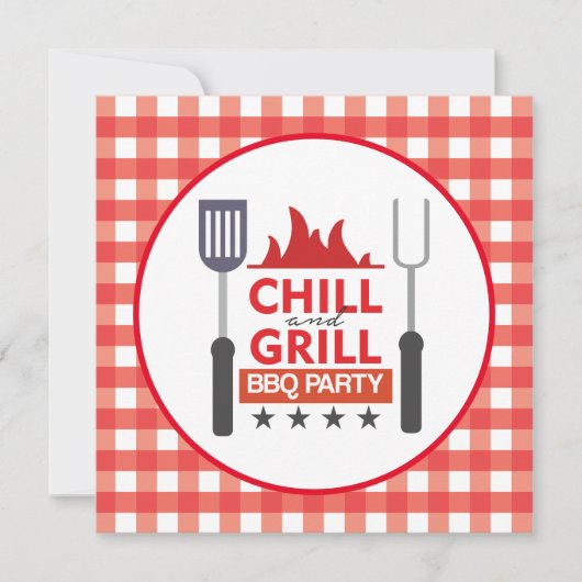Cute grill chill bbq uitnodiging (Voorkant)