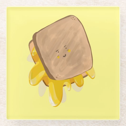 Cute Grilled Cheese Dripping Sandwich Glazen Onderzetter (Voorkant)