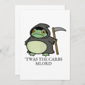 Cute Grim Reaper Frog – ’Twas the Carbs M’Lord Kaart (Voorkant / Achterkant)