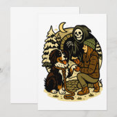 Cute Grim Reaper Girl and Dog Spooky Forest Night Kaart (Voorkant / Achterkant)