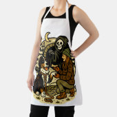 Cute Grim Reaper Girl and Dog Spooky Forest Night Schort (Insitu)