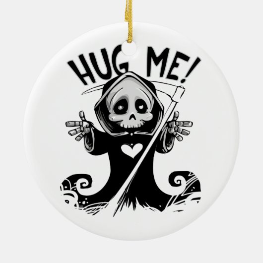 Cute Grim Reaper Hug me Keramisch Ornament (Achterkant)