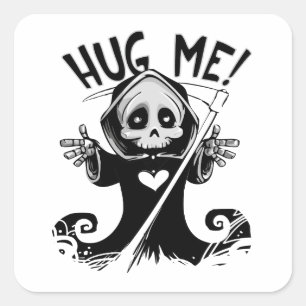 Cute Grim Reaper Hug me Vierkante Sticker