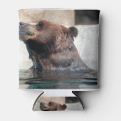 Cute Grizzly Beer dat in het water speelt Blikjeskoeler (Voorkant)