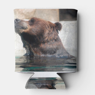 Cute Grizzly Beer dat in het water speelt Blikjeskoeler